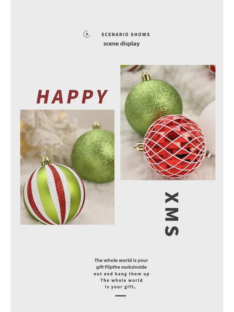 Elegant 8CM/16 Painted Christmas Ball Set: Exquisite Cross-Border Tree Decorations