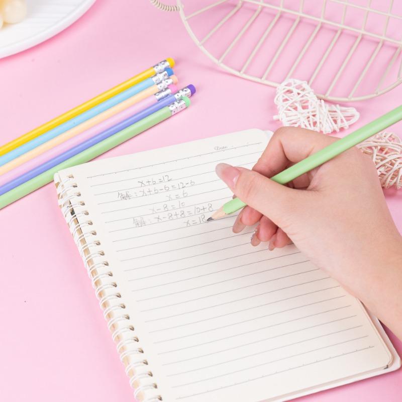 Macaron Triangular Bar Hb Pencil With Eraser Tip For Students Sketching