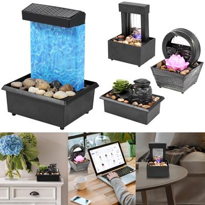 Tischbrunnen mit Licht Batterie-/USB-Betrieben Mini-Tischwasserfall-Dekoration Kreative Fließwasserbrunnen-Ornamente
