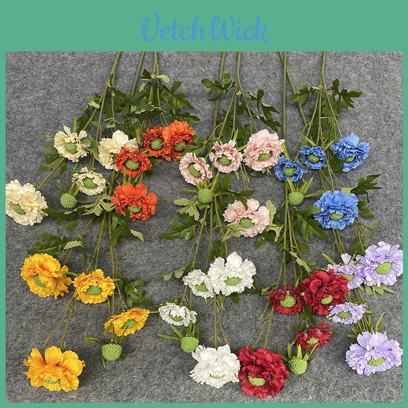 Sweet Scabious Artificial Flower Vase Arrangement For Wedding Decor And Indoor Use