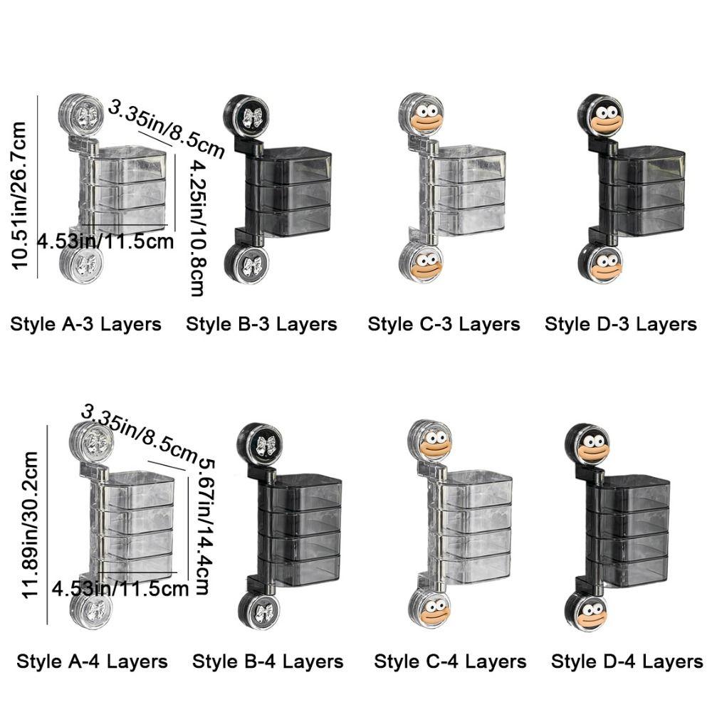 Wall Mounted Suction Cup Rotating Jewelry Box Plastic Hairpin Jewelry Display Rack for Home