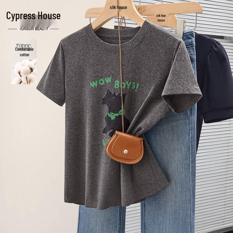 Women s Fashion Slim Fit Round Neck Letter Print T-Shirt M