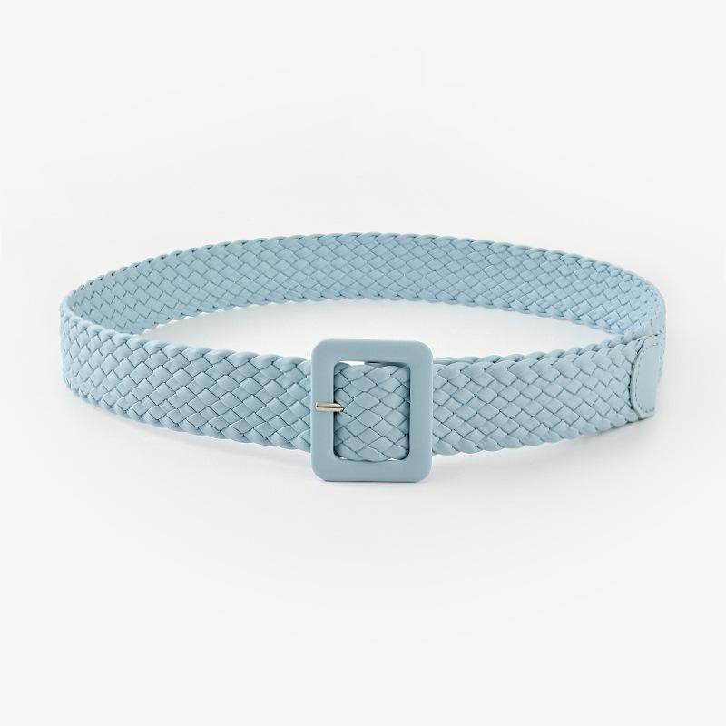 Japanese Pastoral Woven Wide Belt Candy Color Bag Buckle Decorative Dress Jeans Belt Women