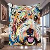 1pc Multicolor Rough Hair Dog Realistic Portrait Print Flannel Blanket, Soft and Practical, Suitable for Blankets, Kid Bed Cover