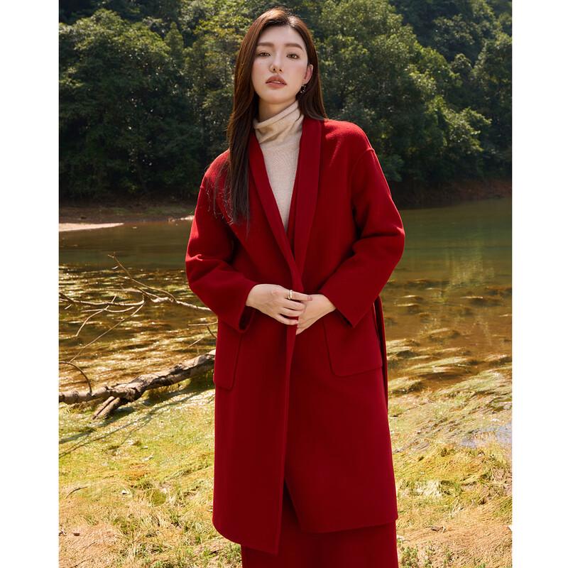

IvenI 2025 Winter Fashion Double-faced Wool Coat L