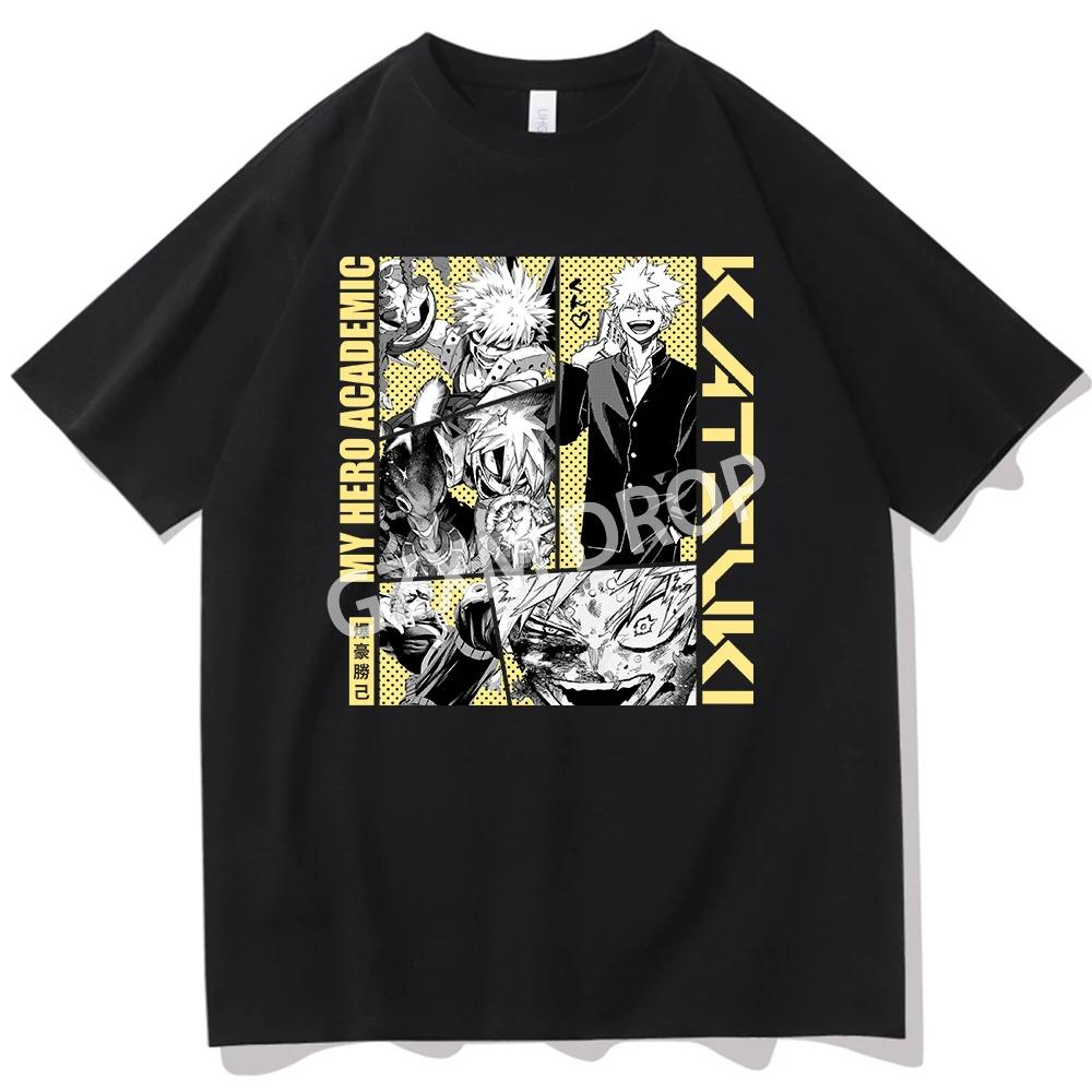 Katsuki Bakugo Anime My Hero Academic Comic T-shirt O-Neck Short Sleeve Shirts Fans Gift