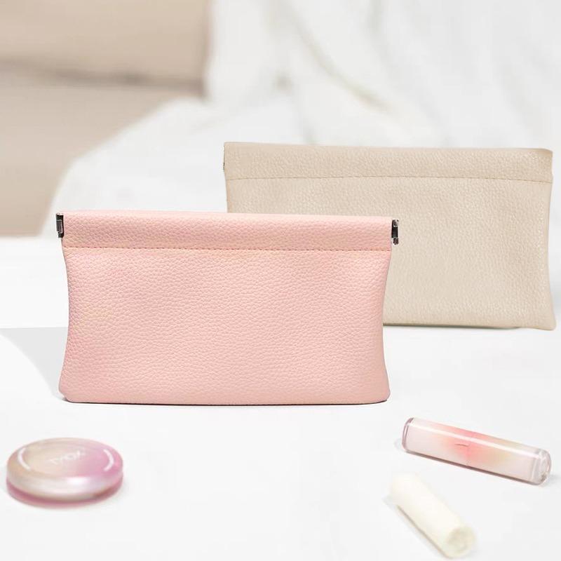Solid Color Self-closing First-layer PU Leather Long Wallet Passport Driver's License Document Holder Data Cable Cosmetic Bag