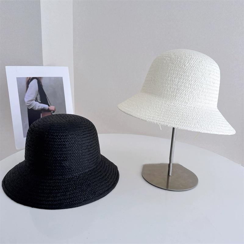 202605-yaan Ins Chic Summer Lightweight Breathab Paper Grass Holiday Street Leisure Solid Bucket Cap Men Women Fishermen Hat