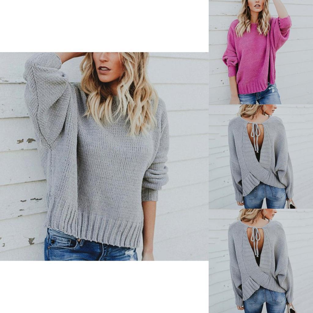 Premium Quality Fashion Back Cross Strap Sweater With Timeless Round Neck Design