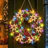 Handmade Christmas Decoration DIY Acrylic Faux Pearl Art Hanging Kit, Lighted Wreath 3D Beaded Craft Festive Mantelpiece Ornament Kit with LED String
