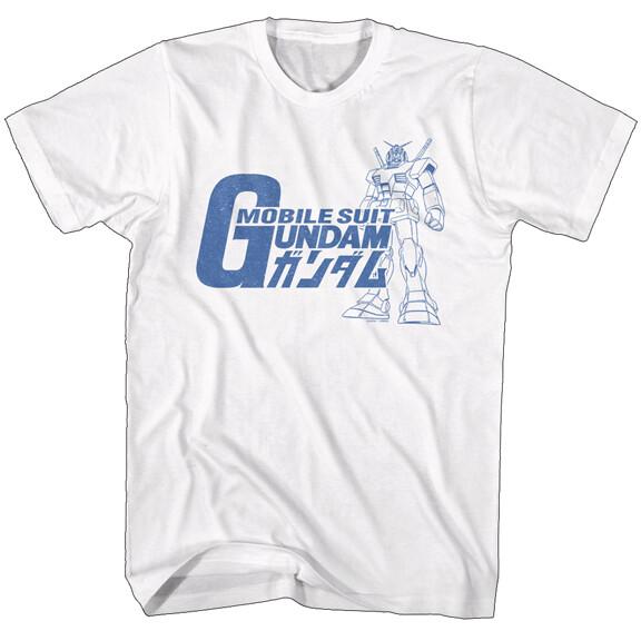 Gundam Japanese Military Anime Merch Mobile Suit Gundam Outline Men T Shirt XXXL