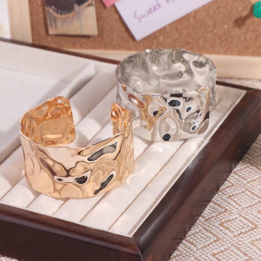 Metal Wide Open Bangle Europe American Style Exaggerated Bracelet Simple Cuff Bangles  Women
