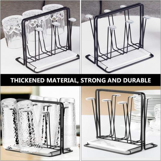 Yardwe Cup Drying Rack Japanese- Style Iron Mug Glass Bottle Organizer Tree Beer Wine Glass Shelf Drainer Stand Shelf Hook for Home Counter