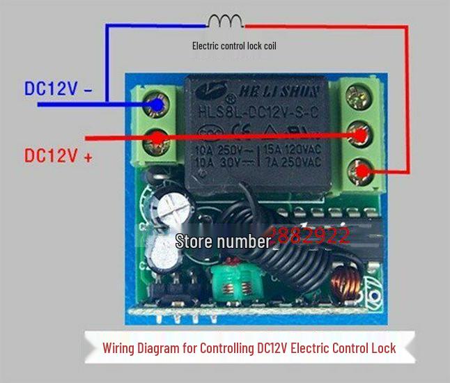 12V Wireless Remote Control Switch & Metal 2-Key Remote for A On/B Off Electric Locks or LED.
