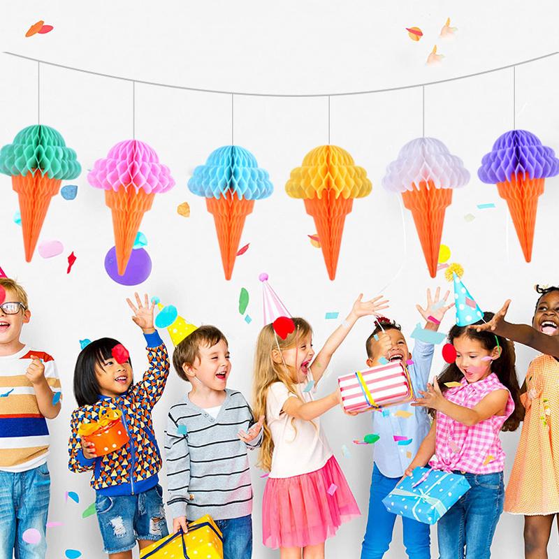 Spring Tropical Fruit Party Ceiling Decorations: Pineapple, Strawberry, Apple, and Grape Honeycomb Balls