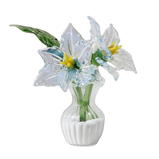 Mini Artificial Glass Flowers Hand-Blown Stained Glass Flowers Miniature Flower