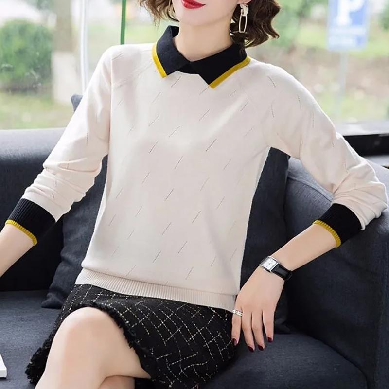 WTEMPO Svetry s límečkem Petra Pana na zapínání pro ženy jaro podzim volné pletené pulovry s dlouhým rukávem ležérní svetry