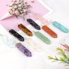 Handmade Sword-Shaped Amethyst Agate Crystal Mesh Bag Pendant Necklace