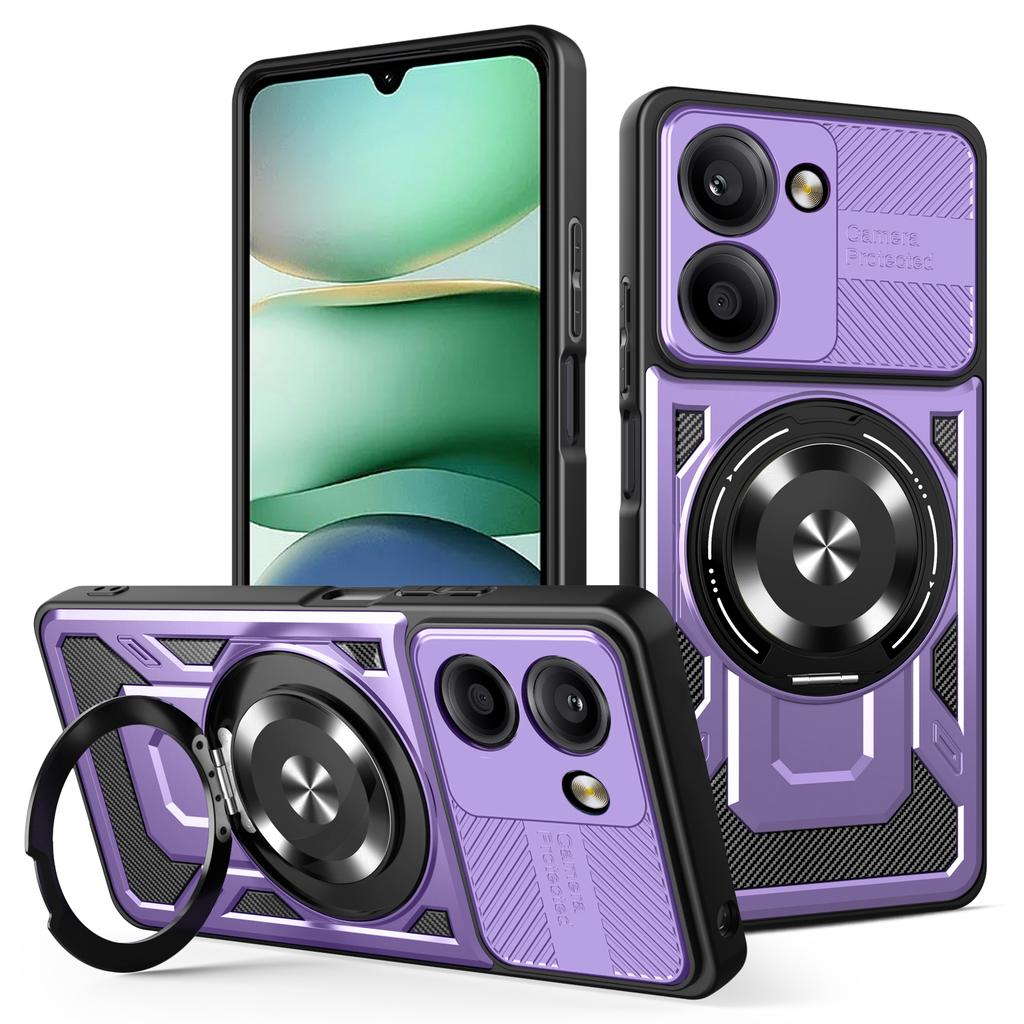 For Xiaomi Redmi A5 4G (171.7mm)/Poco C71 4G Magnetic Case Rotating Kickstand TPU+PC Phone Cover