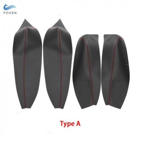 4xInner Black Leather+Red Door Panel Armrest Cover For 2011-2017 Renault Fluence