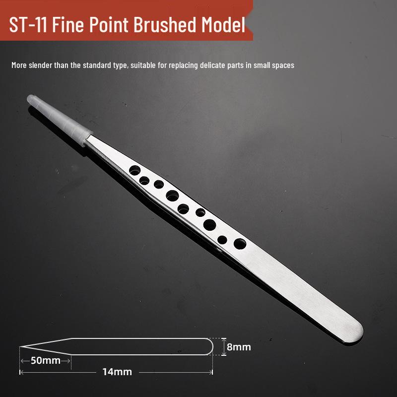 9-Hole Stainless Steel Pointed Tweezers for Precision Eyelash Grafting, Makeup, and Nail Art