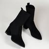 Women High-heeled Boots Temperament Pointed Leather Boots Fashion High Heels Ankle Boot Slim Fit Elastic Socks Boots Botas Mujer