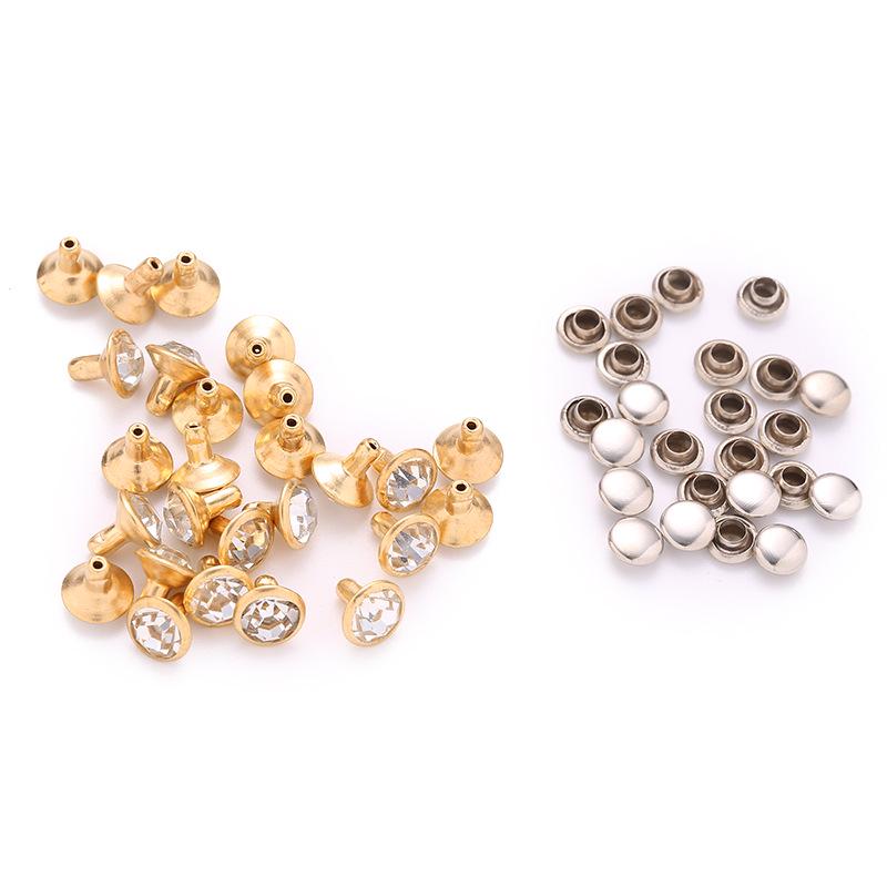 

DIY Copper Rivet Studs with Drill Glass Tubes - 100 Sets 6mm Silver Edge (100 Sets)