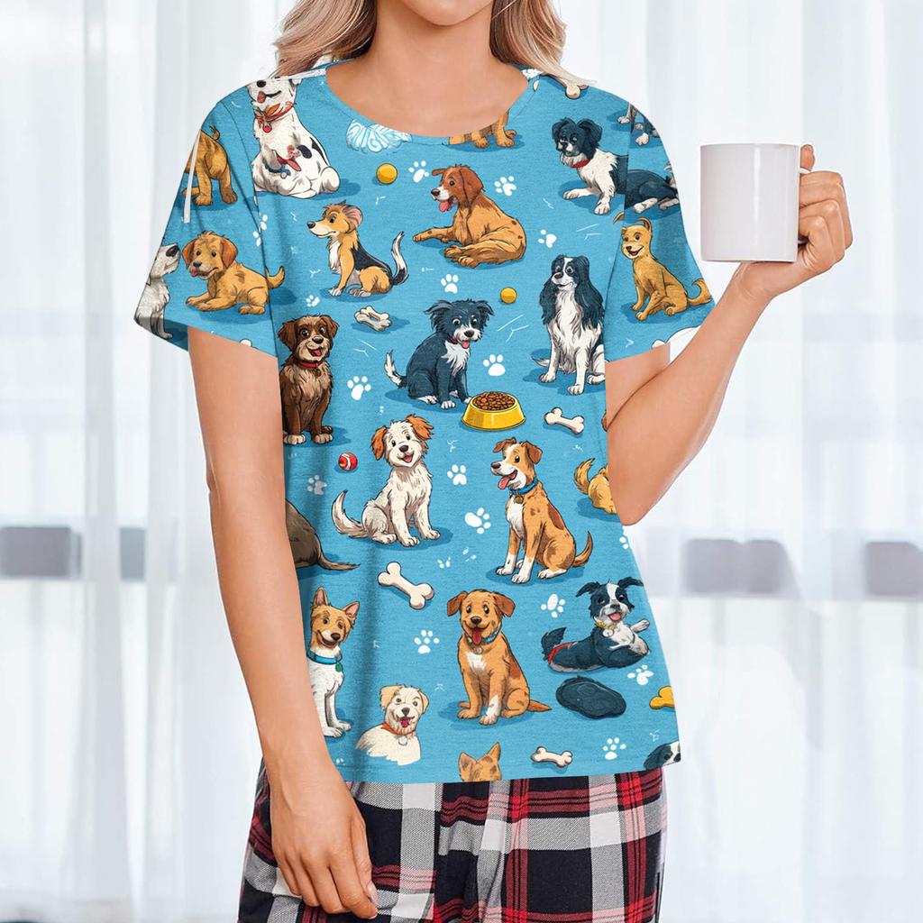 Post Surgery Shirt for Women Animal Print Short Sleeve Top with Shoulder Zipper Side Velcro Closure Comfortable Fit Recovery Wear