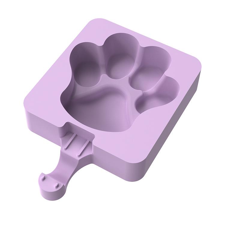 Cartoon Ice Cream Stick Popsicle Mold with Lid - 3 Cavity Silicone DIY Kitchen Tool
