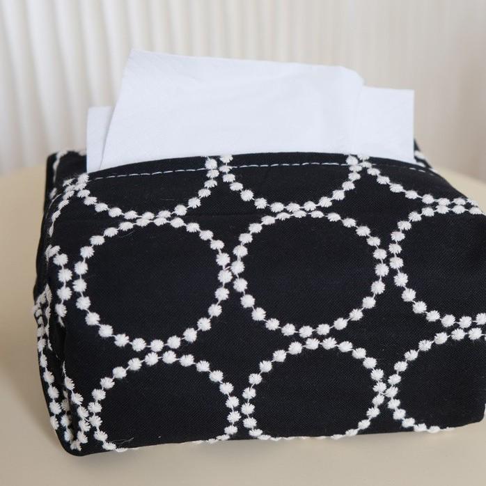 Husă de șervețel japoneză pentru tamburină - model cu margarete galbene mici și carouri albastru-verde