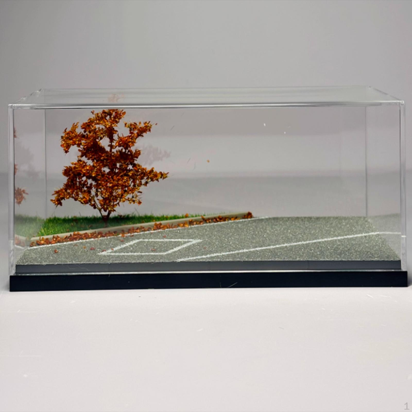 

1/64 Scale Model Car Display Case Toy Storage Box Autumn Highway Ornament Decorative Dustproof