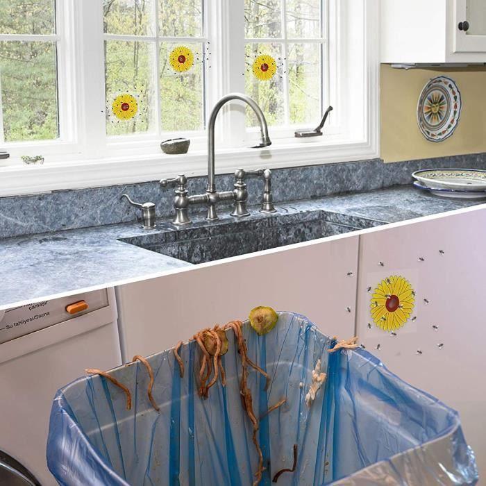 18 Piezas Adhesivo Trampa para Moscas de Ventana, Trampa para Insectos Estilo Girasol, Atrapamoscas Impermeable de Doble Cara