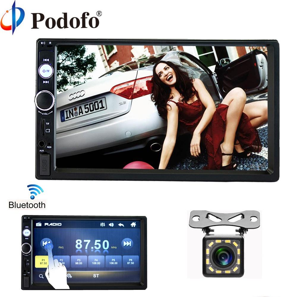 Podofo 2 Din 7 дюймів Автомагнітола Автомобільний MP5-плеєр Автомобільний радіоприймач Дзеркало заднього виду Bluetooth FM-приймач Автомобільний Hifi Керування кермом USB AUX-in