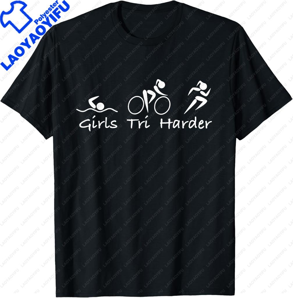 Funny Swim Bike Run Triathlon Design Men Women Triathletes T-Shirt Print On Demand Casual Short Sleeve Tee Camiseta