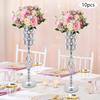 10-Piece Wedding Vase Set 61cm Height Electroplated Silver Centerpiece for Party Decoration