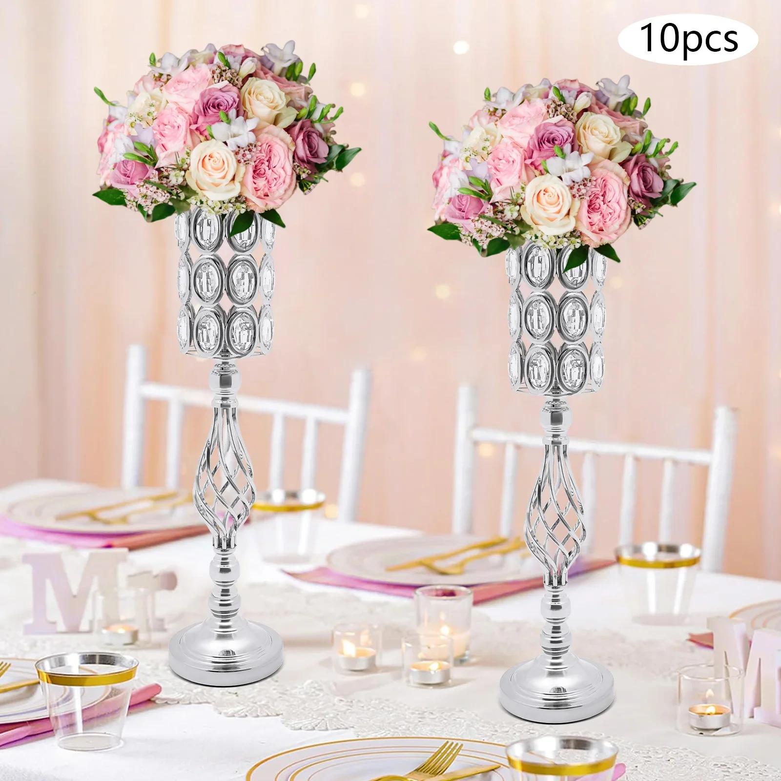 

10-Piece Wedding Vase Set 61cm Height Electroplated Silver Centerpiece for Party Decoration United States
