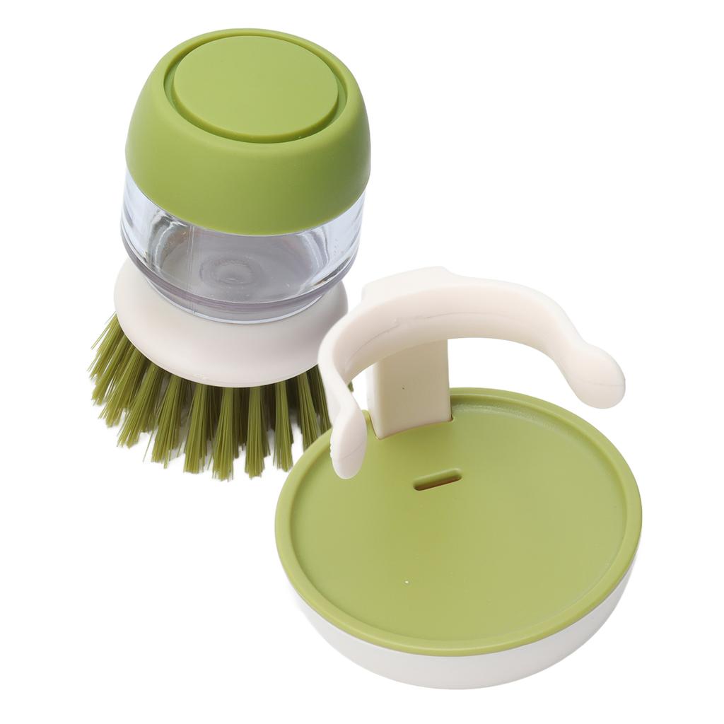 Soap Dispensing Palm Brush Hand Held Soap Dispensing Palm Brush Storage Set for Dishes Pots Pans Kitchen Sink Cleaning