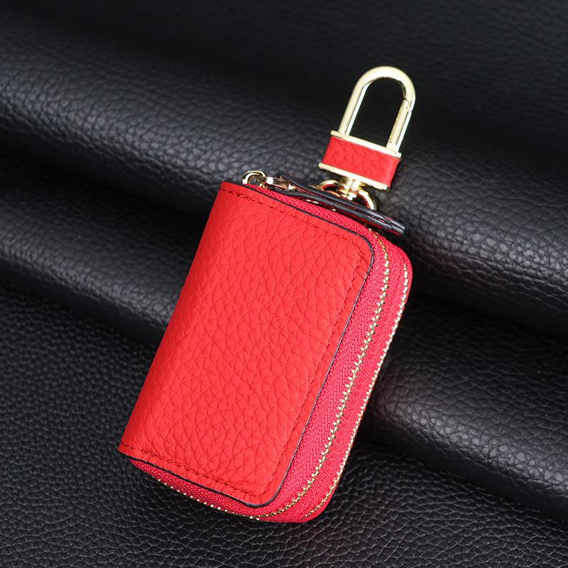 New Leather Double-layer Car Key Bag, First-layer Cowhide Car Key Protection Leather Case, Household Key Bag.