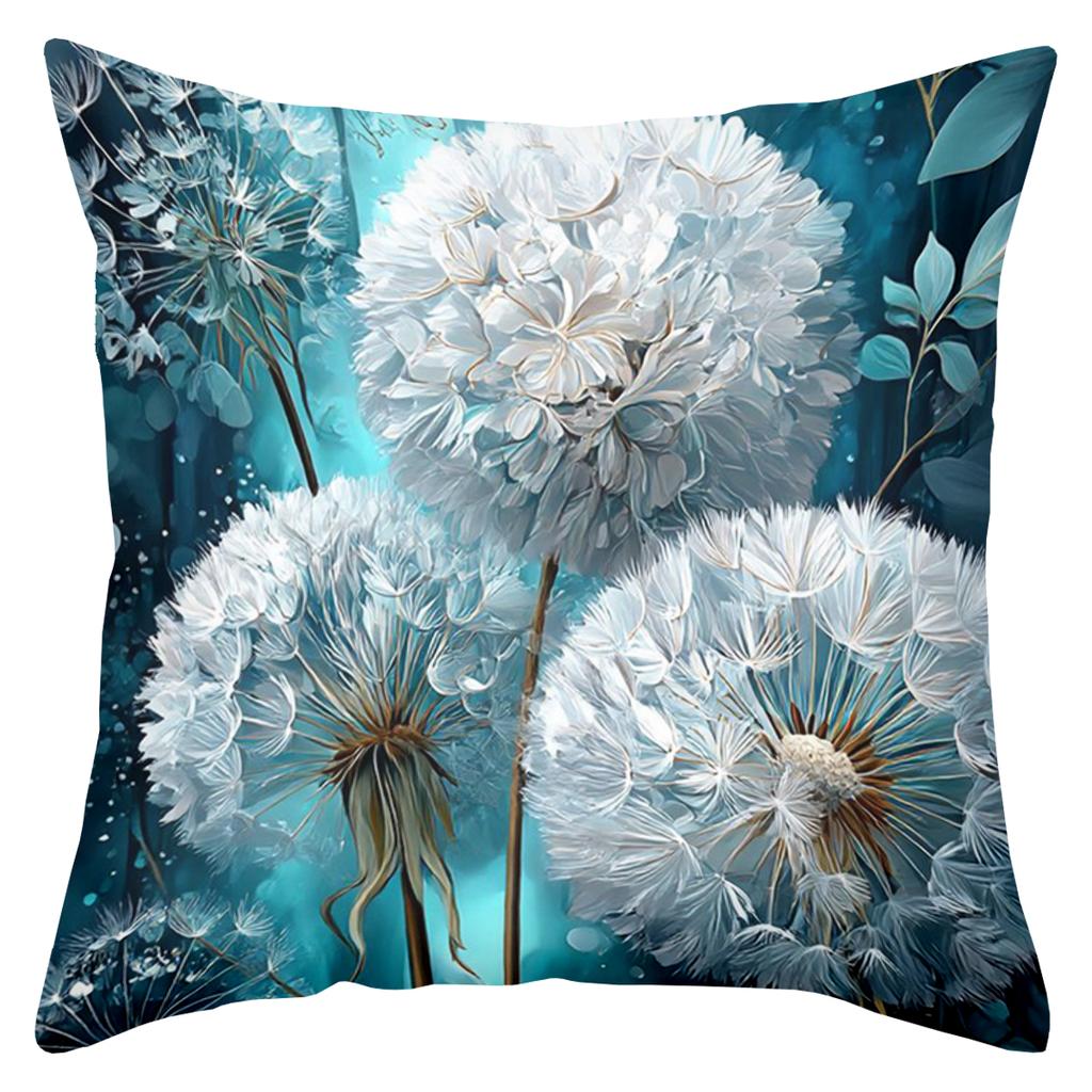 Blue Dandelion Patterned Cushion Covers For Home Decor Polyester Pillowcase, Sofa Decorative Cushion Cov Headboard Pillow