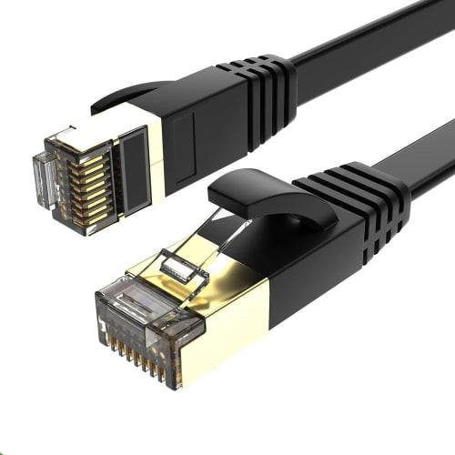 FOSTO Cat7 LAN Cable 3M Ethernet Cable Category 7 Flat Cable High Speed ??STP Nail Break Prevention RJ45 Commercial Outdoor Use for PS4 Xbox Modem Rou