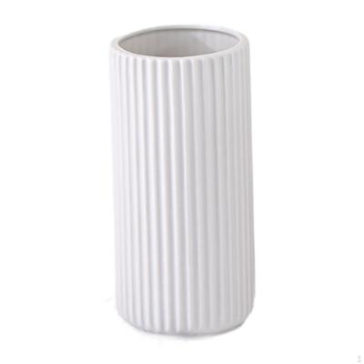 White Ceramic Vase Tabletop Bouquet Decorative Cylindrical for Parties