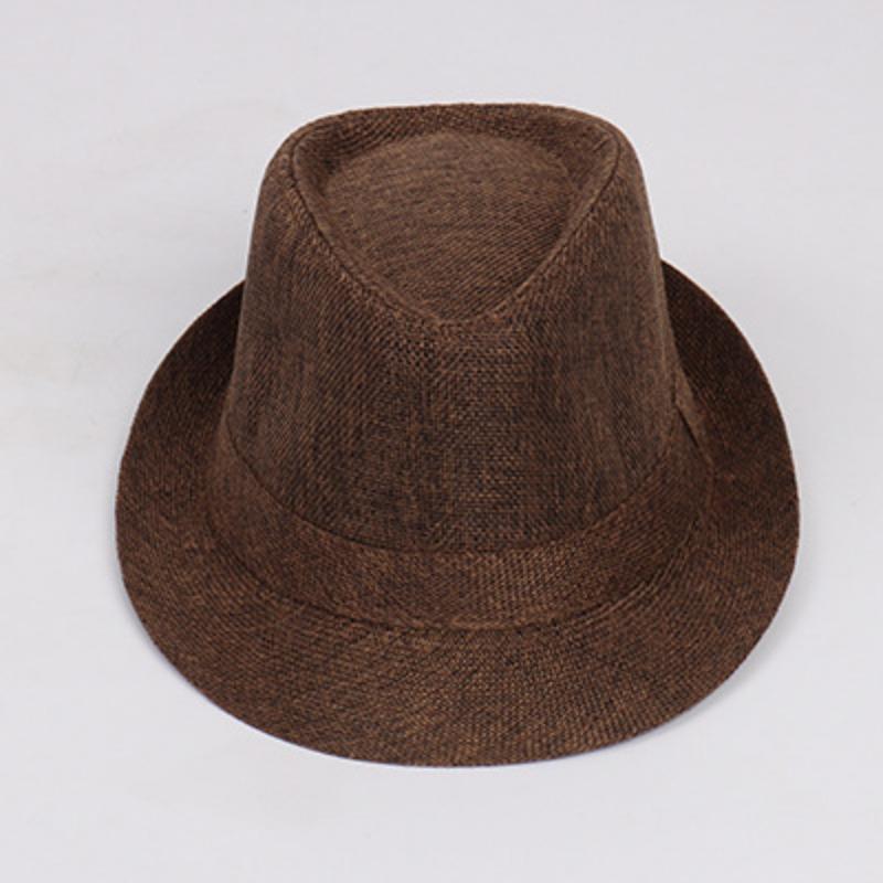 Jazz hat, linen solid color top hat, men's and women's crimped couple's sun hat