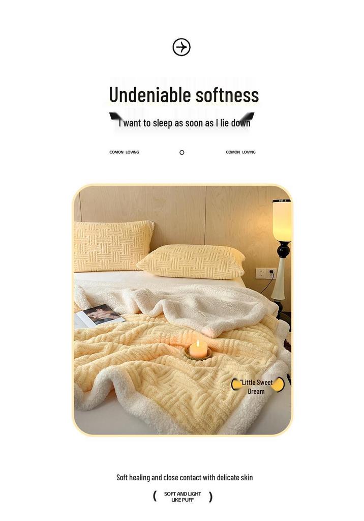 Soft Jacquard Lambswool Cotton Fleece Blanket for Autumn/Winter
