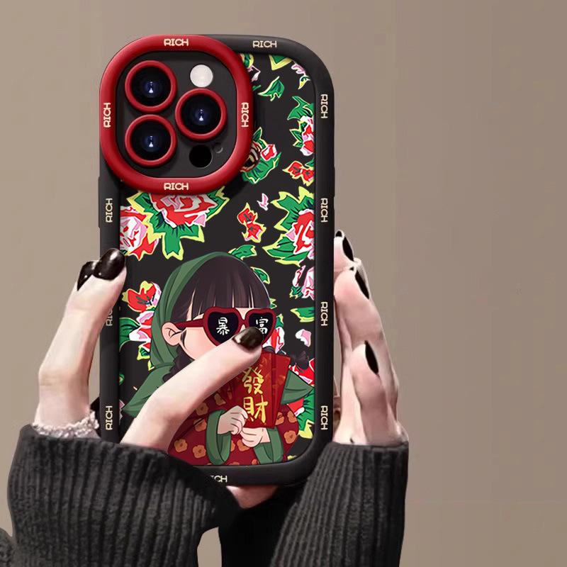 A Wealthy Girl Is Suitable for IPhone 16 Apple Phone Case 15 Anti-fall 14plus 13 Puff 12mini Protective Case