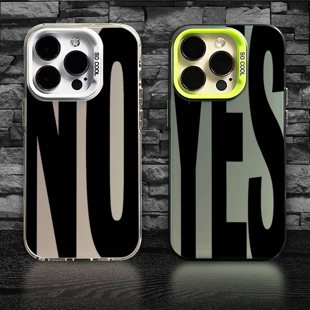 NO and YES Art Phone Case For iPhone 16,15,14,13,12,11,Pro,XS,Max,Plus,Mini,SE Colorful Candy Matte Shockproof Cover