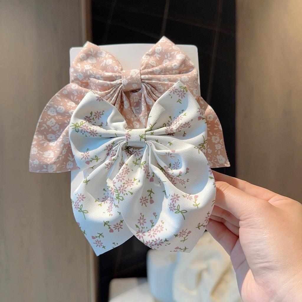 2 STÜCK Frühling Sommer Damen Kinder Neu Floral Bedruckte Schleifen Haarspange Frisch Niedlich Haarnadeln Haarspangen Kopfschmuck Mädchen Haaraccessoires