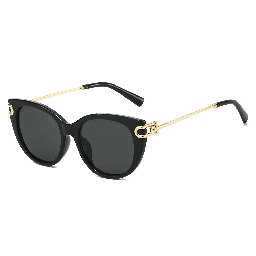 2026 New Two-Tone Sunglasses: Cat-Eye Silhouette, Silver Accents, Stylish Streetwear Piece – High-End Ins-Style Shades