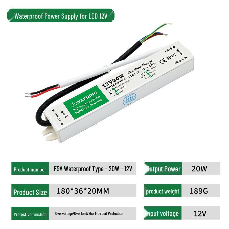 LED Waterproof Power Supply 12V Switchable Outdoor Transformer for LED Strips