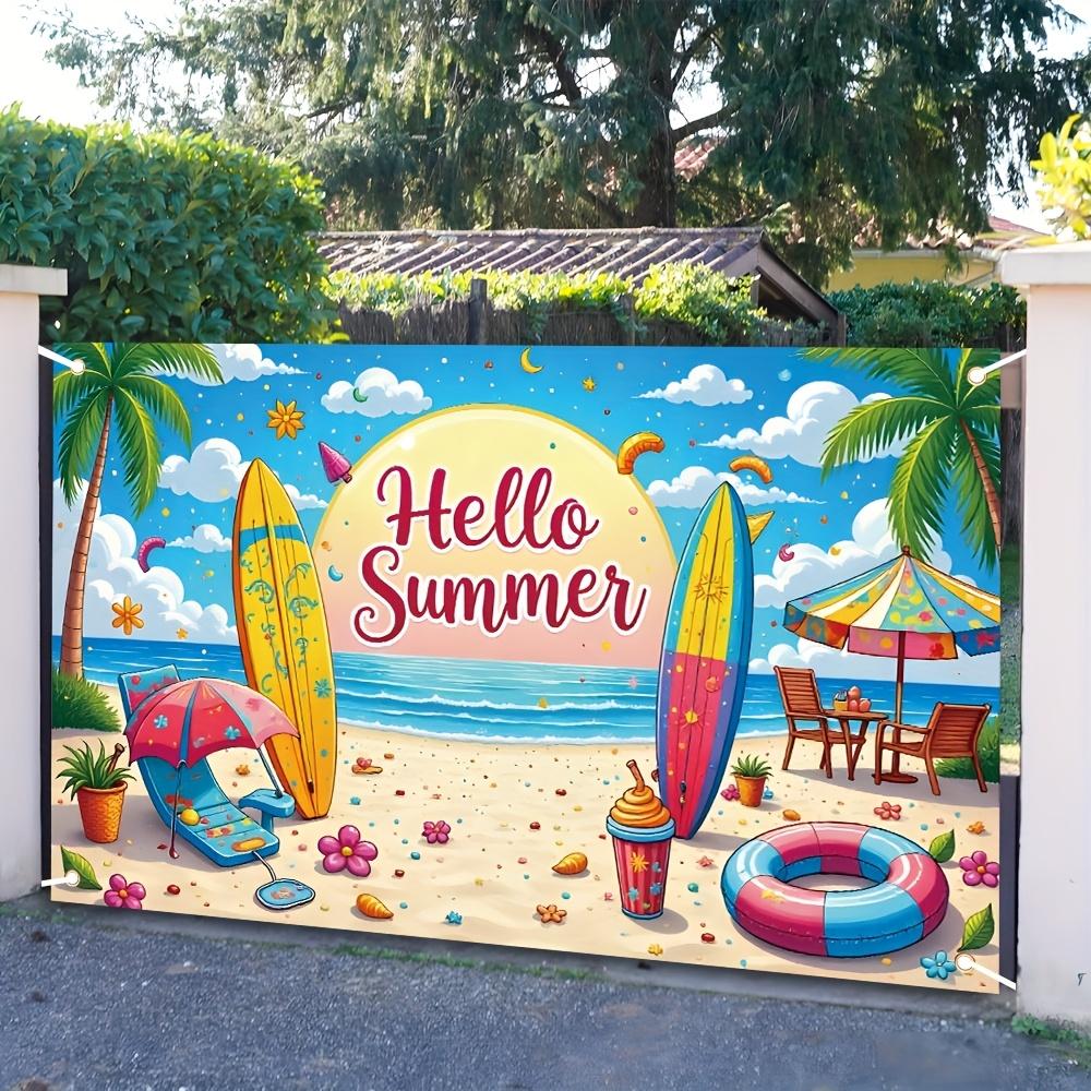 1 Piece of 2D Flat Banner, Summer Banner, Made of Polyester, for Summer Party Decoration, Beach Party Decoration Banner