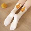 Niedliche Katzensocken mit Bommeln Damen Baumwolle Neuheit Tier Kniestrümpfe 3D Fuzzy Bommeln Lustige Katzensocken für Katzenliebhaber und Freunde